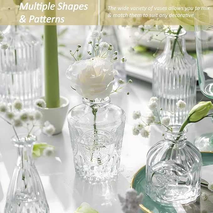 Glass Bud Vases Set of 36PCS, Small Flower Vases for Wedding Centerpiece Table Decoration, Vintage Vase in Bulk for Flower Arrangements, Mini Vase for Birthday Party, Festival Home Decor,Clear