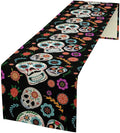 Gothic Skull Table Runner,Vintage Style Colourful Table Runner for Home Kitchen Table Dining Garden Farmhouse Wedding Party Decor 13x60 Inch