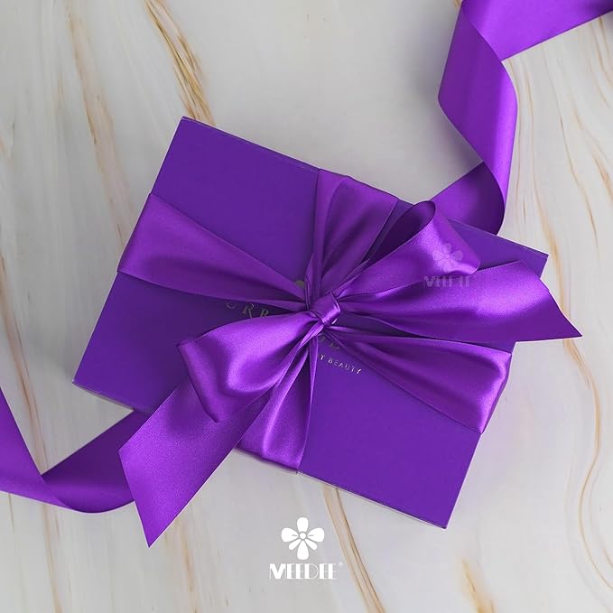 MEEDEE Purple Satin Ribbon 2 Inch Purple Ribbon Lux Double Faced Ribbons by 25 Yards Silk Satin Ribbons for Gift Wrapping, Weddings, Flower Bouquet, Holiday Decorating