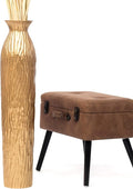 LEEWADEE Large Floor Vase – Handmade Flower Holder Made of Wood, Sophisticated Vessel for Decorative Branches and Dried Flowers, 36 inches, Golden