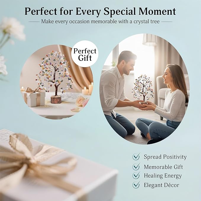 FASHIONZAADI Premium Crystal Tree of Life – 7 Chakra Tree for Healing, Positive Energy, Luck & Manifestation – Gift-Ready Packaging – Ethically Handcrafted Spiritual Gifts for mom