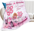 Birthday Blanket Birthday Gifts for Girls Women Pink Throw Blanket for Kids Adults Soft Warm Cozy Fleece Blanket for Couch Sofa Bed 60"x80"