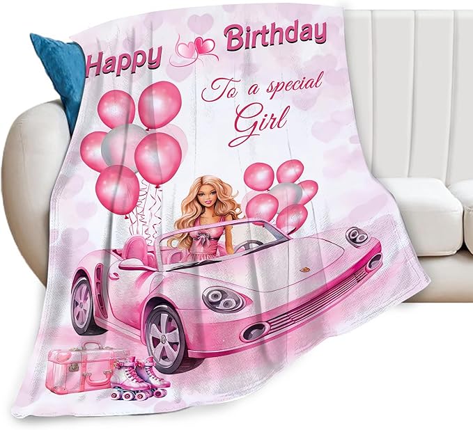Birthday Blanket Birthday Gifts for Girls Women Pink Throw Blanket for Kids Adults Soft Warm Cozy Fleece Blanket for Couch Sofa Bed 40"x50"