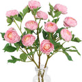 Pink Ranunculus Artificial Flowers,3PCS 18 Heads Realistic Faux Peonies Silk Ranunculus Flowers with Stems for Centerpieces Arrangements Wedding Party Home Decoration(Pink)