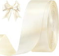 1-1/2 Inches 100 Yards Ivory Satin Ribbon, Solid Fabric Ribbon Roll for Flower Bouquets, Gift Wrapping, Wedding, Handmade Crafts