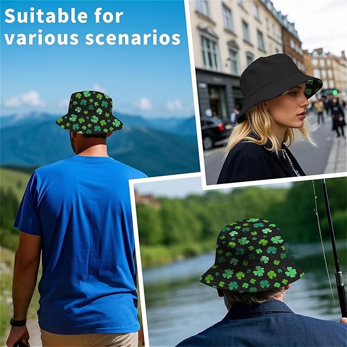 Bucket Hat for Women Men Unisex Sun Cap Packable Outdoor Fisherman Hat Headwear,Reversible Double-Side-Wear