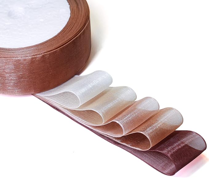 Organza Ribbon Sheer Ribbon, 1" x 125 Yd 5 Rolls Earth Tones for Gift Wrapping, Bouquet, Wedding, Party Decoration, Earth Tones