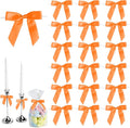 50 PCS Orange Twist Tie Bows 2.5" Satin Ribbon Bows Decor for Gift Wrapping Craft Treat Bags Cake Pop Basket, Wedding Baby Shower Birthday Party Favors