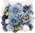 TINGE TIME Artificial Flowers Dusty Blue Flower Combo for DIY Wedding Bouquets Table Centerpieces Arrangements Party Baby Shower Home Decorations