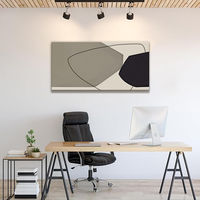 Suconvng Canvas Art Wall Decor Color Block Line Art Prints Black And Grey White Geometric Color Block Art Painting Modern Artwork Decorations For Living Room Pictures For Bedroom Wall Decor 24x48 In