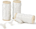 Ivory White Velvet Ribbon Double-Sided Handmade Glossy Fabric Trim Wooden Spool Thin Ribbons for Christmas Tree Gift Wrapping Crafts Wedding Flower Bouquet 3/8 inch x 5YD 3 Rolls