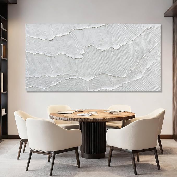 WINKAILIN Large White Abstract Textured Canvas Wall Art 73x147 Oversized Minimalist Painting Modern Artwork for Living Room Bedroom Office Décor