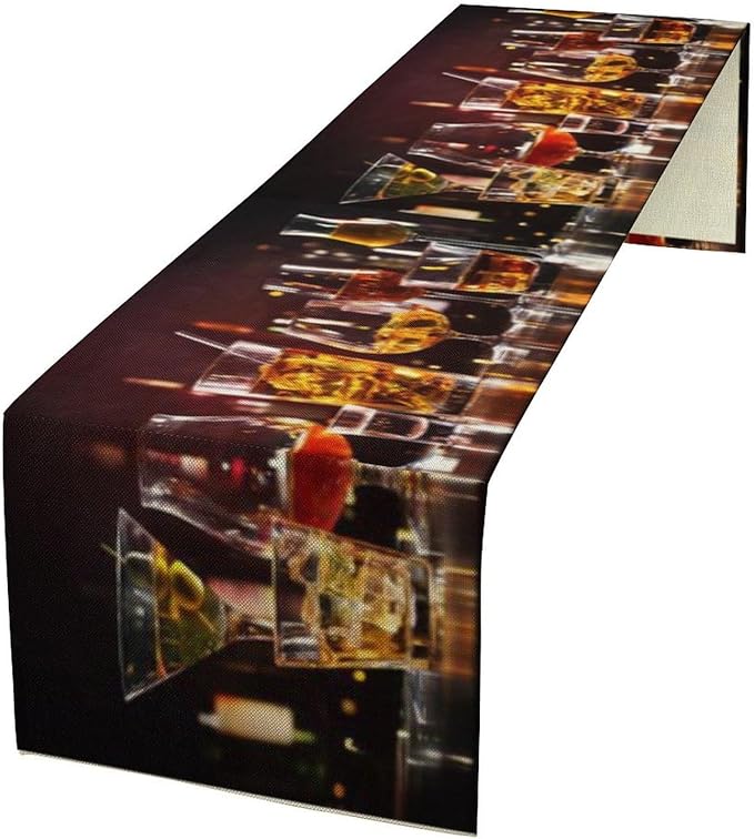 Red Wine Retro Table Runner, Table Dresser Runner, Kitchen Dining Table Runners for Indoor Outdoor Holiday Decor 13x70 Inch