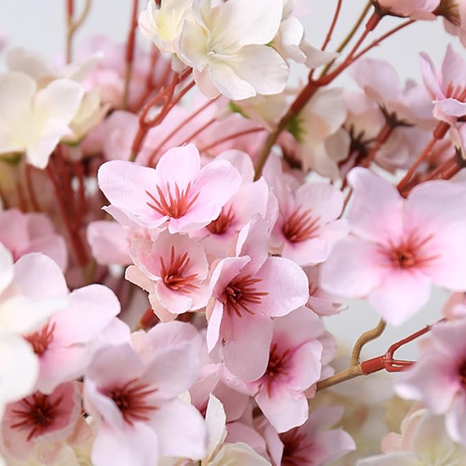 6-Pack 16" Pink Silk Cherry Blossom Branches Flores artificiales para decoracion for Spring Decor Japanese Garden Weddings Home Bedroom Table Centerpieces & Party Decor
