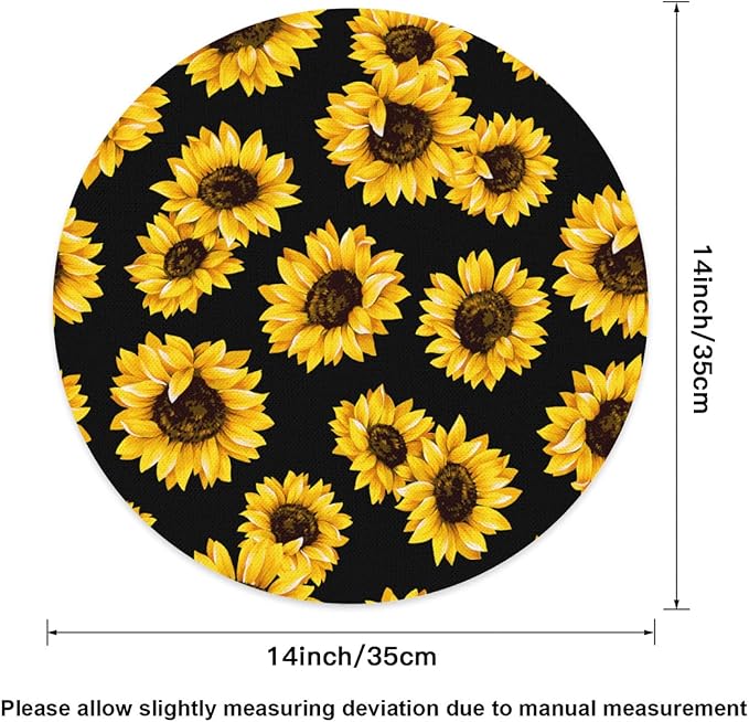 Flower Round Placemat Set of 4 Elegant Linen Table Mats for Dining, Heat Resistant, Stain Resistant Perfect for Dinner Parties, Restaurants, and Everyday Use