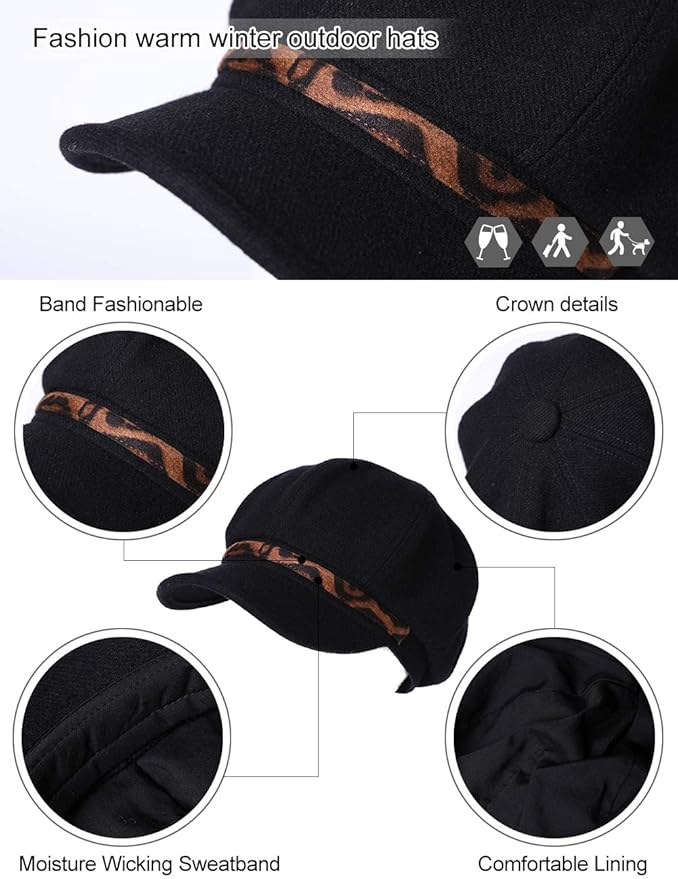 Comhats Wool Fashion Newsboy Hats for Women Winter Warm Pageboy Cabbie Cap Beret