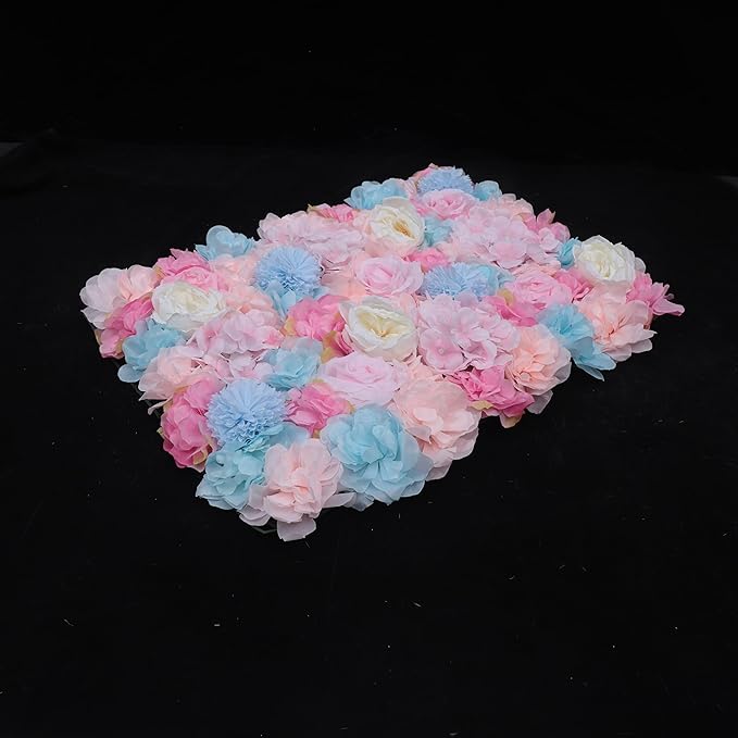 Gdrasuya10 6pcs Realistic Flower Wall Background Artificial Flowers Wall Backdrop Panel 3D Silk Rose Fake Flower Wall Panel Banquet Wedding Party Decor, Photography Background 60 x 40 cm