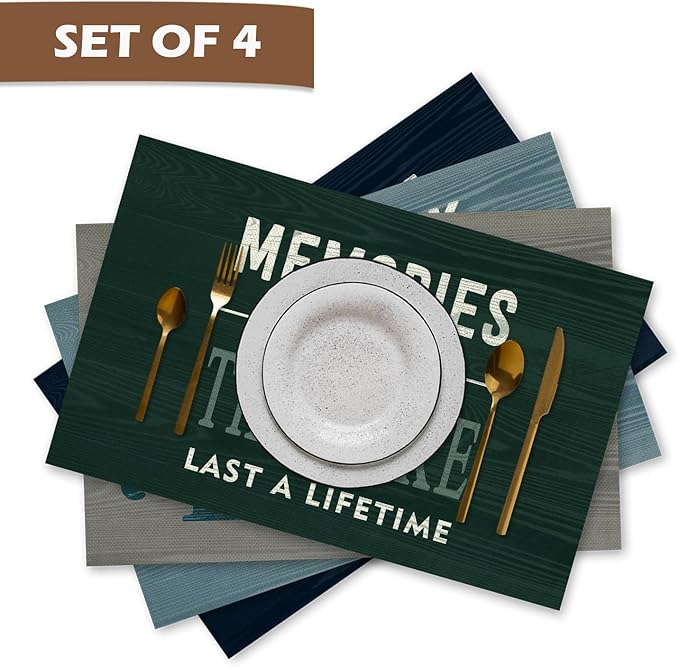 Lake House Decor Placemats Set of 4, Lake Decor for Home, Lake Life Decor, Rustic Lake Table Mats Place Mats for for Kitchen Dining Table Decoration 16.9x11.4 Inch