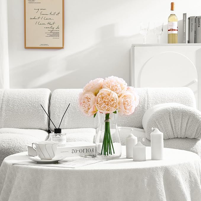 ucky 10 Packs Peonies Artificial Flowers Artificial Peonies Fake Peonies Artificial Flowers Peonies Bouquet for Centerpiece Table Wedding Party Home Decor (Cream White)