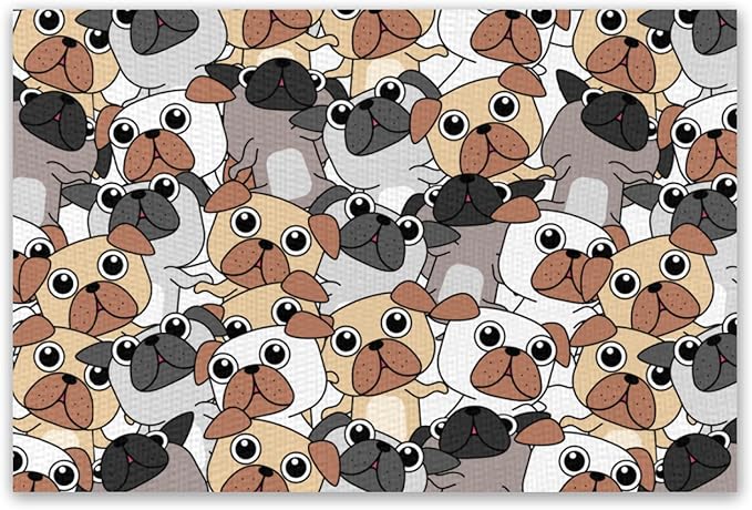 Placemats Set of 4 Waterproof Oilproof Table Mats Cute Puppy Washable Wipeable Heat Resistant Easy to Clean for Indoor Outdoor Party Kitchen Dining Table Decoration 12 * 18in