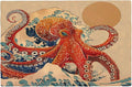 Retro Octopus Placemats Set of 6 Washable Table Vintage Japanese Wave Heat-Resistant Cotton Linen Place Mats for Dining Table Kitchen Indoor Outdoor Party Holiday Decor