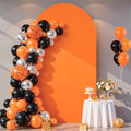 6.6FT Orange Arch Backdrop Cover - Polyester Fitted Wedding Arch Stand Covers Round Top Chiara Arch Backdrop Cover for Birthday Party Banquet Photo Background Decoration