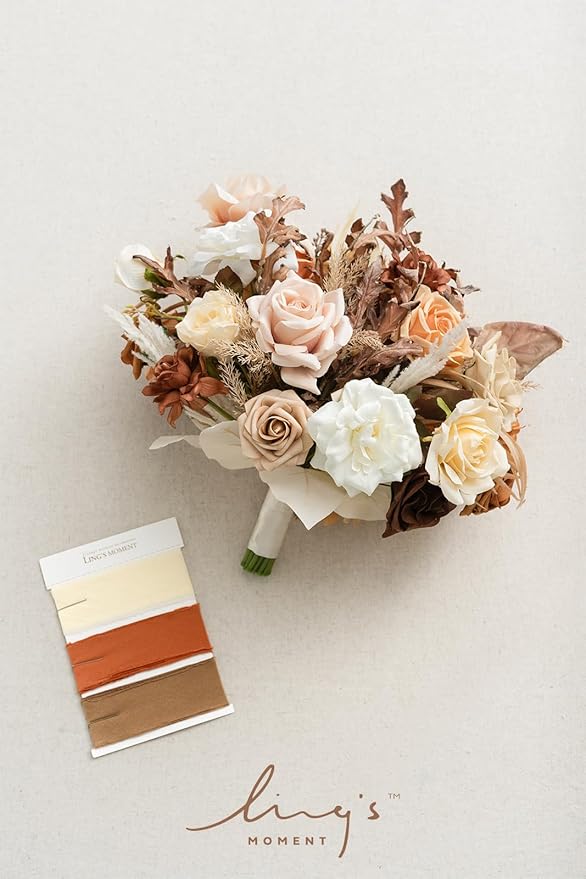Ling's Moment 13 Inch Artificial Wedding Bouquets for Bride Bridal Bouquet Bridesmaid Bouquet Tossing Bouquet for Wedding Ceremony Anniversary Bridal Shower