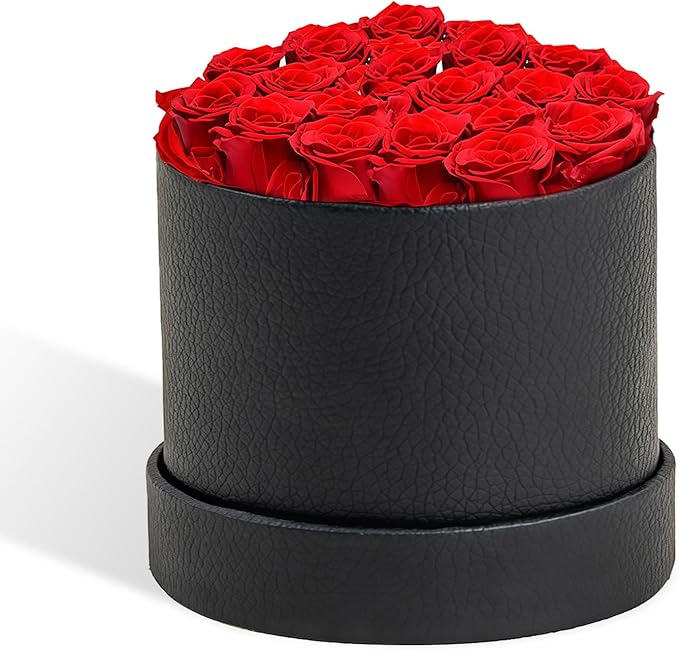 Forever Flowers Preserved Roses in Box, Preserved Flowers Gift with Customizable Greeting Card- Perfect for Women Her Christmas, Valentine’s Day, Anniversary, Birthday (1/7/9/12 Roses)