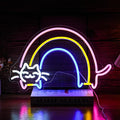 Rainbow Cat Neon Sign Cute Cat Led Light Up Sign Powered by USB Dimmable Colorful Rainbow Neon Light for Bedroom Kids Room Cat Cafe Bar Man Cave Wall Decor