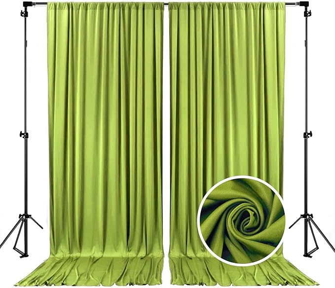 10 x 10 Feet Olive-Green Backdrop Curtain for Partie, Background Curtains for Photoshoot, Birthday, Wedding, Halloween, Thanksgiving, Christmas, New Year Party Decorations 5Ft x 10Ft, 2 Panels