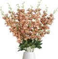 8PCS Delphinium Artificial Flowers 33.5'' Larkspur Silk Flowers Faux Long Stem Flowers for Wedding Table Centerpieces Home Garden Decor(Brown)