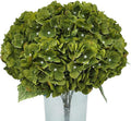 2Bouquets Artificial Fake Flowers Plants Silk Hydrangea Arrangements Wedding Bouquets Decorations Plastic Floral Home Kitchen Garden Party Festival Bar DIY(Olive Green,5 Flower Heads)