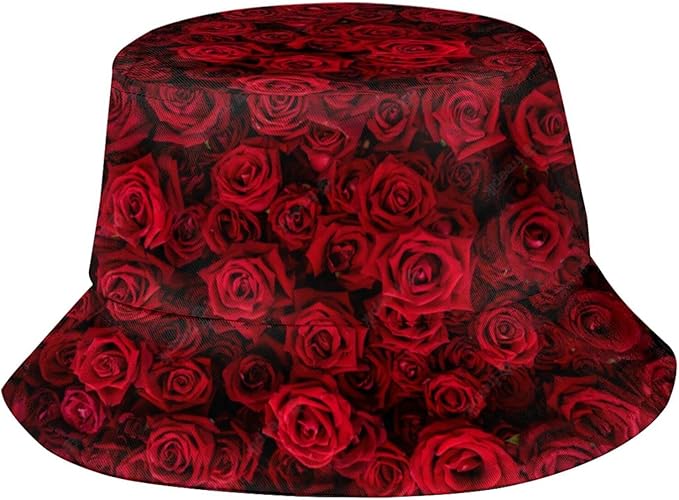 Red Roses Flowers Bucket Hat Packable Sun Hat Outdoor Travel Fisherman Hat Caps for Women Men