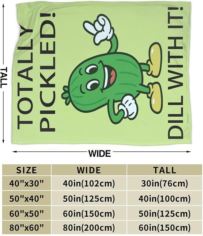 Pickle Blanket Cute Pickle Throw Blanket Vegetable Soft Cozy Fleece Fuzzy Stuffed Plush Flannel Gifts for Girls Women Boys Kids Adults 60"X80"