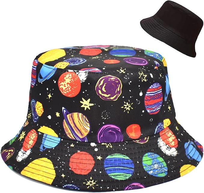 Malaxlx Unisex Bucket Hat Beach Sun Hat Aesthetic Fishing Hat for Men Women Teens, Reversible Double-Side-Wear