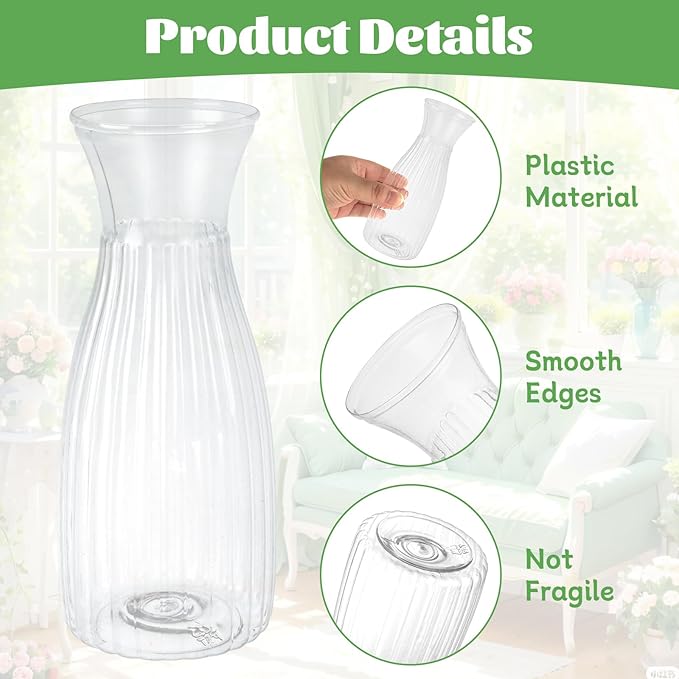 24 Pack Plastic Vase Bulk, Small Clear Flower Vase, Plastic Vases for Flowers, Crystal Bud Vases for Centerpieces, Wedding, Home Table Decorations, Formal Dinners