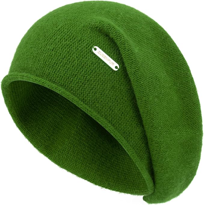 QUEENFUR Knit Slouchy Beanie Hats for Women Cashmere Ski Cap Knitted Wool Soft Warm Winter Hat