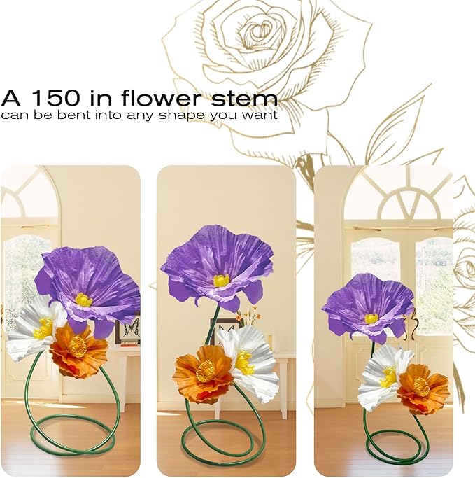 Large Paper Flowers Wall Decor - 3pc Wedding Decorations for Reception Giant Flower for Wedding, Birthday Party, Home Decor, Mall Display, Party Background Decor (Purple Orange White)