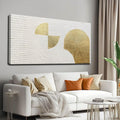 VAYIMDH White Abstract Wall Art Hand Drawn Wall Decor Pictures Semicircle Paintings Arts for Living Room 24"x48" Artwork