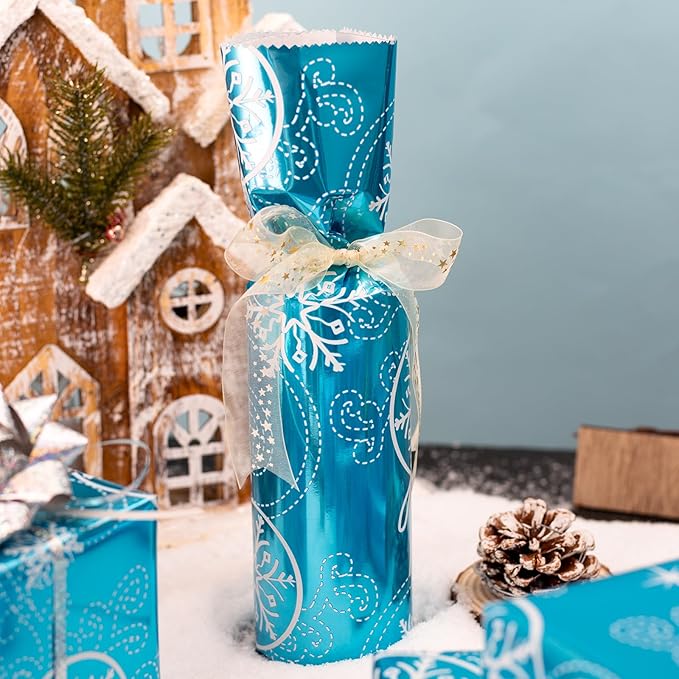 MAYPLUSS Christmas Wrapping Paper Roll - 17 Inch X 33 Feet- Christmas snowflake Bell Gift Holiday Pattern Foil Wrapping Paper Sheets Winter Gift Wrap for Holiday, Party, Birthday & Festive Decoration