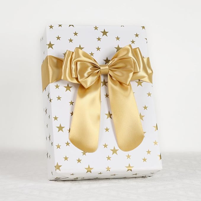 Champagne Gold Ribbon 2 Inch 60 Yards, Gold Satin Ribbon for Gift Wrapping, Flower Bouquet, Wedding, Crafts, Baby Shower, Christmas and Outdoor Decor