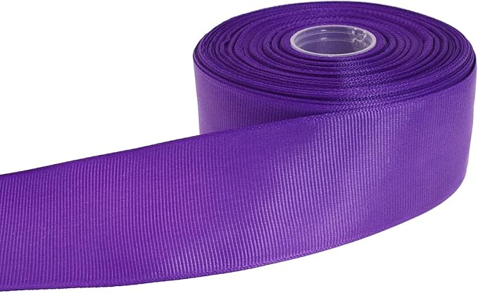 Solid Grosgrain Ribbon 25 Yard Each Roll 100% Polyester Woven Edge (1/1-2", Purple)
