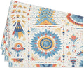 Cotton Linen Waterproof Placemats Set of 4, Bohemian Style Dining Mat Boho Table Mats Decor Fabric for Kitchen Dinner Coffee Shop Table, Indoor/Outdoor Washable Wipeable Placemat -N021