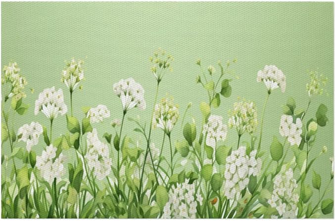 PVC Placemats Set of 4 Sage Green Flower Wipeable Table Mats Washable Heat Resistant Non Slip Vinyl Dining Table Mat for Kithen Indoor Outdoor Patio Farmhouse Place Mats Decorative