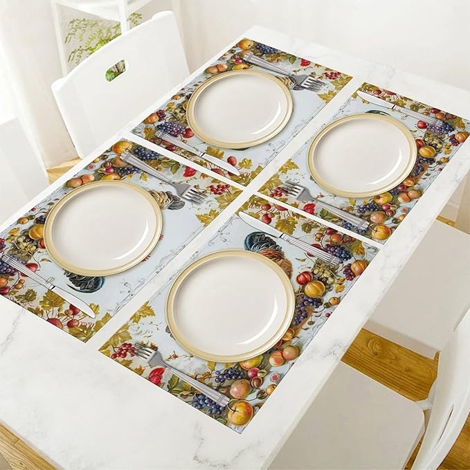 Rooster Placemats Set of 4 Farmhouse Fruits Chicken Placemats Farm Cock Chicken Country Hen Washable Place Mats for Party Kitchen Dining Decoration 4 PCS