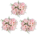DDcafor 6 Pack Artificial Flowers, Fake Faux Peony Silk Hydrangea Plastic Carnations Daisy Realistic Flower Arrangements for Wedding Decoration Table Centerpieces, for Home Office Party Decor (Pink)