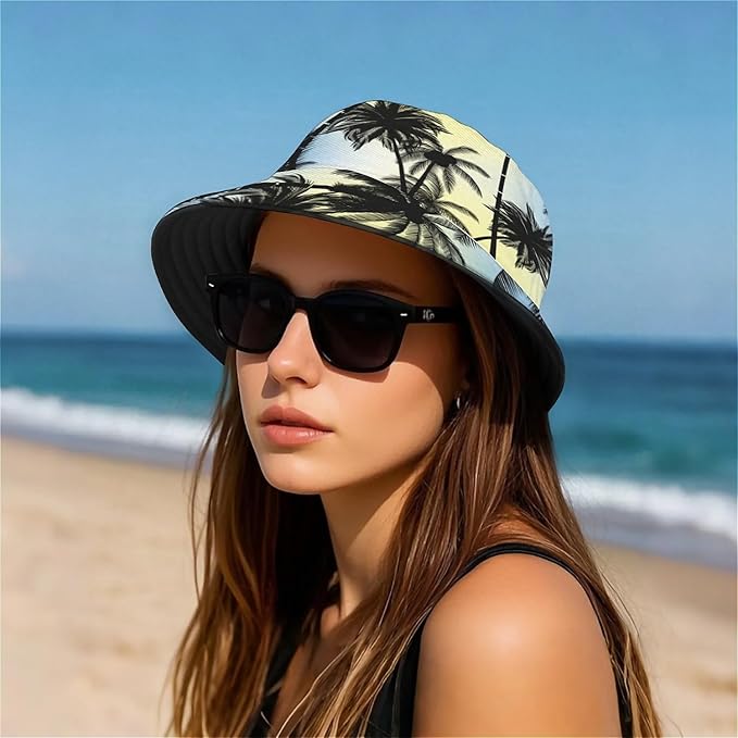 Bucket Hat for Women Men Unisex Sun Cap Packable Outdoor Fisherman Hat Headwear,Reversible Double-Side-Wear