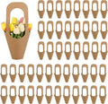 Jeqqinuz 50 PCS Flower Bags for Bouquets, Kraft Paper Gift Bags with Handle, Floral Wrapping Paper for Bouquet Packaging, Wedding Graduation Party Favors, Brown Cone Sleeves Home Decoration
