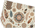 Cotton Linen Waterproof Placemats Set of 4, Boho Style Dining Mat Bohemian Table Mats Decor Fabric for Kitchen Dinner Coffee Shop Table, Indoor/Outdoor Washable Wipeable Placemat -N020