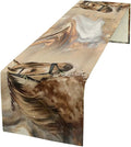 Marble Horse Table Runner, Dark Brown Marble Abstract Horse White Gold Natural Texture Dinner Runner Table Decoration for Home Kitchen Dining Holiday Party 13x36in